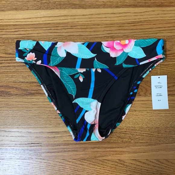 Women's La Blanca Sketched Leaves Banded Midster Bikini Bottoms, Size 16
